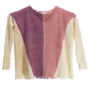 We The Free Pullover Rib Knit Tie-Dye Sweatshirt Blouse Women M Purple/Pink